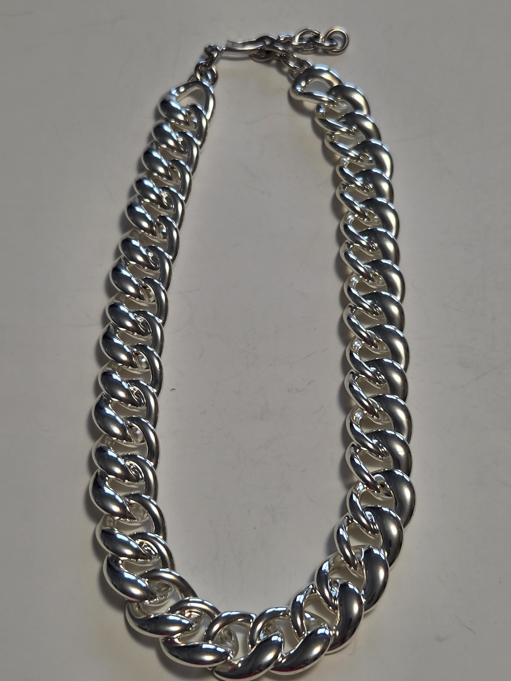 Vtg Monet 18" Silver-Tone Polished Double Curb Chain Necklace
